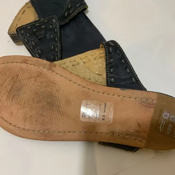BED STU leather flip flops distressed black size 8