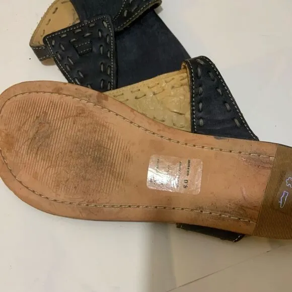 BED STU leather flip flops distressed black size 8