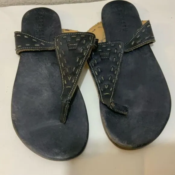 BED STU leather flip flops distressed black size 8