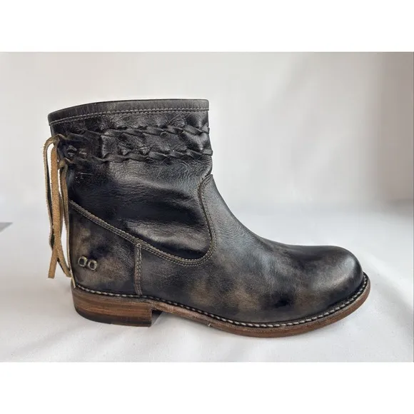 Bed Stu Women's Craven Distressed Leather Fringe Western Ankle Boot Sz 9