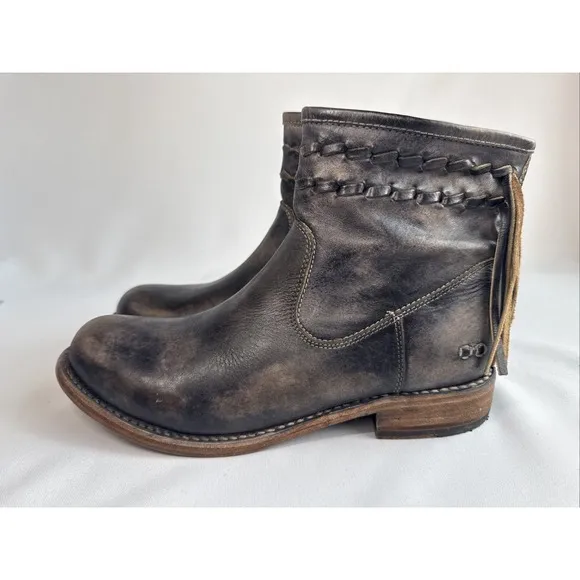 Bed Stu Women's Craven Distressed Leather Fringe Western Ankle Boot Sz 9