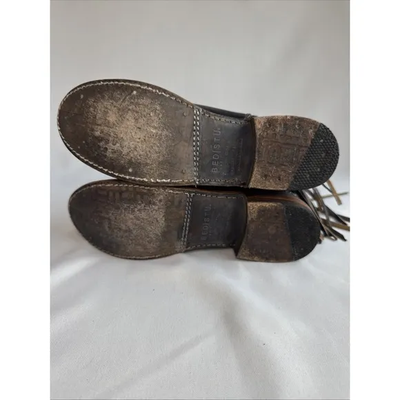 Bed Stu Women's Craven Distressed Leather Fringe Western Ankle Boot Sz 9