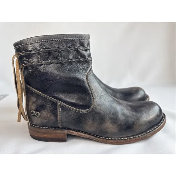 Bed Stu Women's Craven Distressed Leather Fringe Western Ankle Boot Sz 9