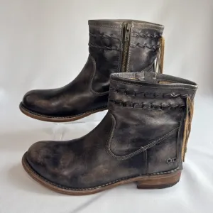 Bed Stu Women's Craven Distressed Leather Fringe Western Ankle Boot Sz 9