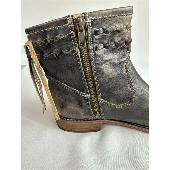 Bed Stu Women's Craven Distressed Leather Fringe Western Ankle Boot Sz 9