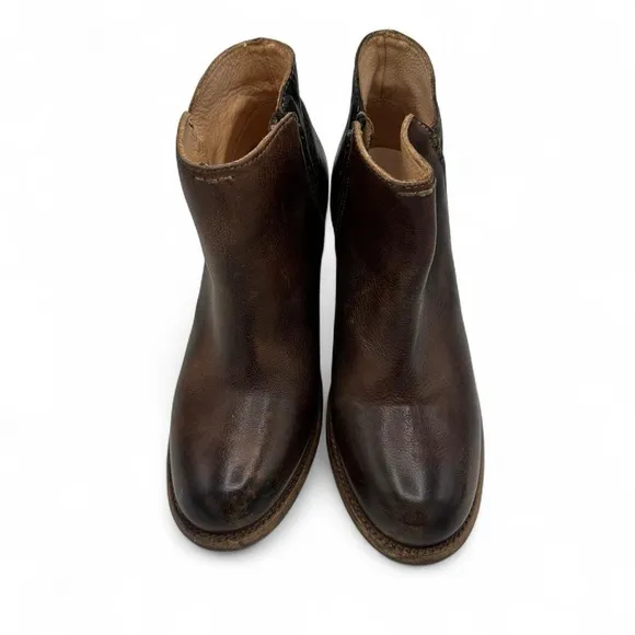 Bed Stu Yell Cobbler Bootie Two Tone Teak Brown Black Ankle Boots size 8.5