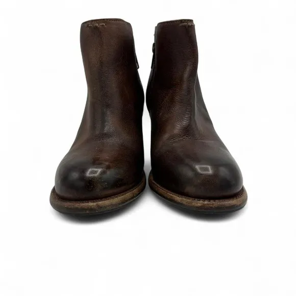 Bed Stu Yell Cobbler Bootie Two Tone Teak Brown Black Ankle Boots size 8.5