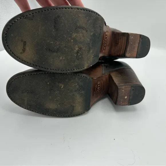 Bed Stu Yell Cobbler Bootie Two Tone Teak Brown Black Ankle Boots size 8.5