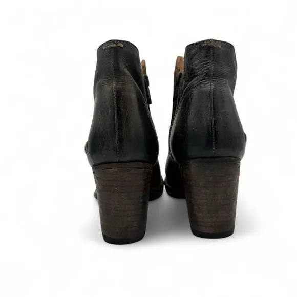 Bed Stu Yell Cobbler Bootie Two Tone Teak Brown Black Ankle Boots size 8.5