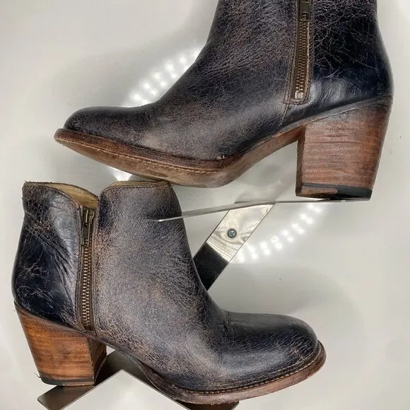 BED STU Size 7.5 YELL Gray BlackLux Distresssed  Ankle Boots Shoes 10