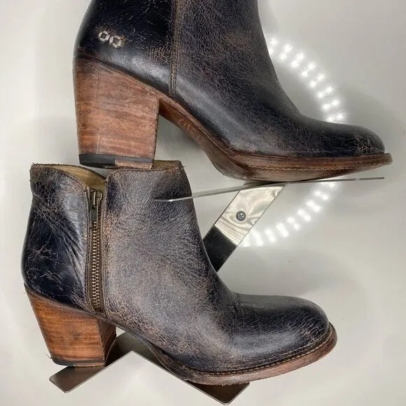 BED STU Size 7.5 YELL Gray BlackLux Distresssed  Ankle Boots Shoes 10