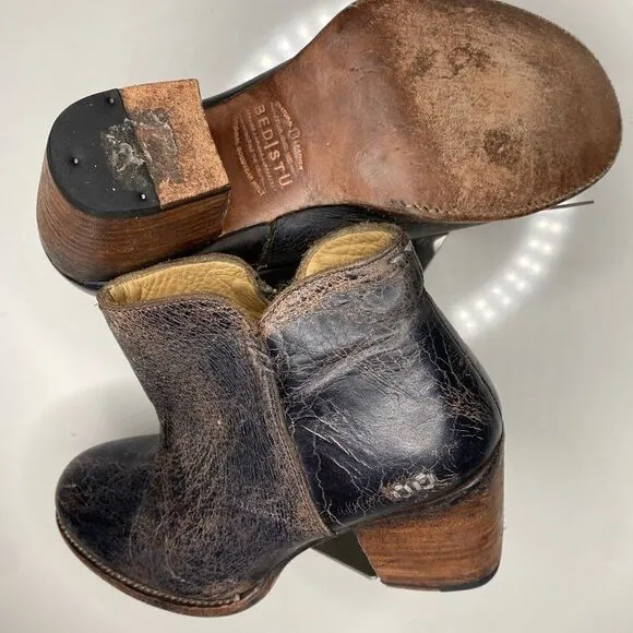 BED STU Size 7.5 YELL Gray BlackLux Distresssed  Ankle Boots Shoes 10