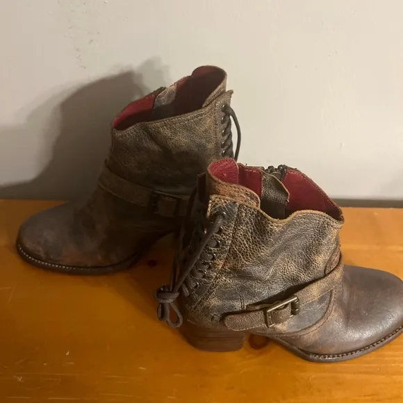 BedStu Bed Stu Cobbler Series Harness Boots Sz 6 Distressed Brown Leather