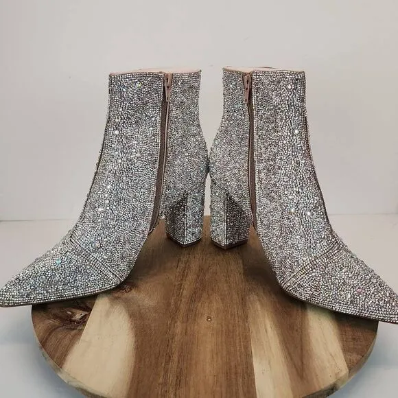 Betsey Johnson Cady Rhinestone Evening Booties Women's Size 9.5