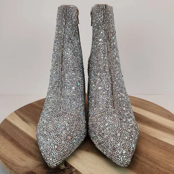 Betsey Johnson Cady Rhinestone Evening Booties Women's Size 9.5