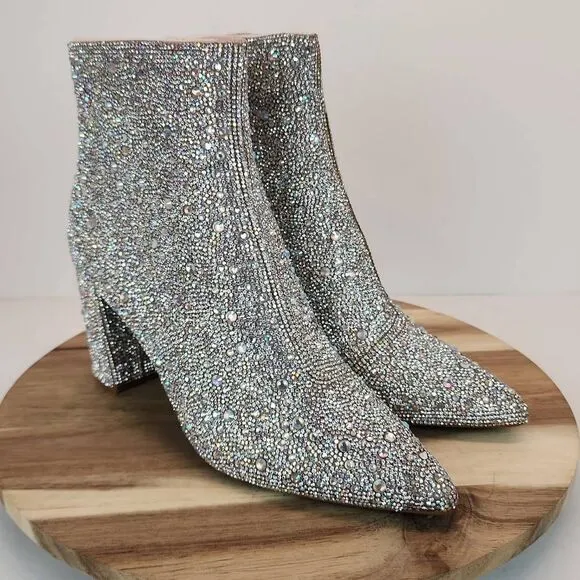 Betsey Johnson Cady Rhinestone Evening Booties Women's Size 9.5