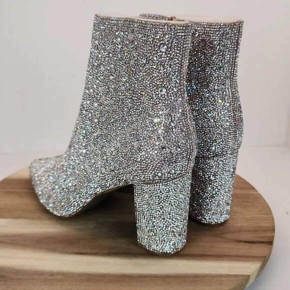 Betsey Johnson Cady Rhinestone Evening Booties Women's Size 9.5