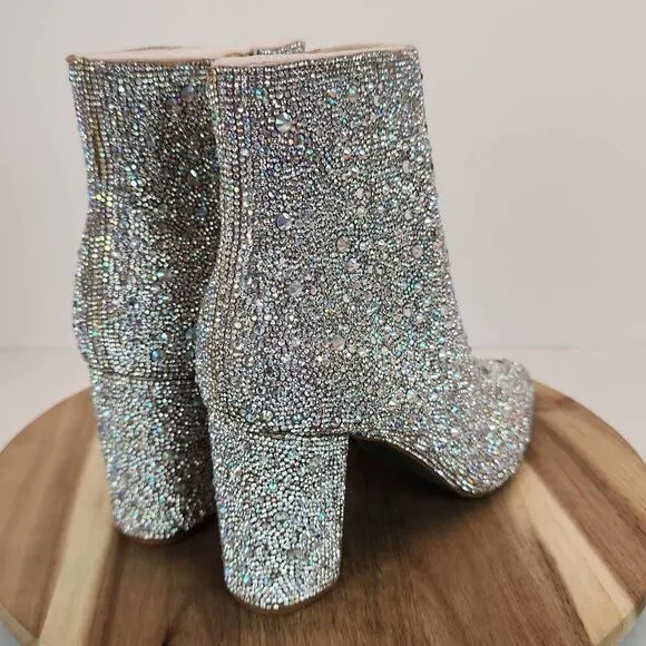 Betsey Johnson Cady Rhinestone Evening Booties Women's Size 9.5