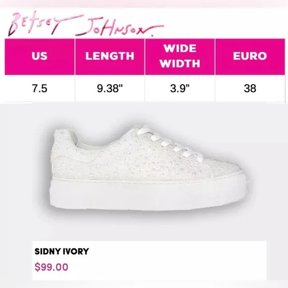 Betsey Johnson Sidny Ivory Pearl Sneakers 7.5 | NIB | Perfect for Wedding, Dress