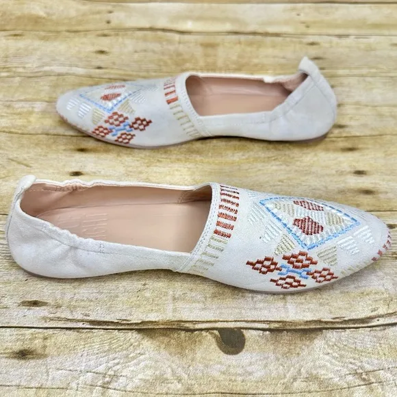 Bird of Flight Embroidered Leather Cream Slip-On Shoes Sundance Anthropologie