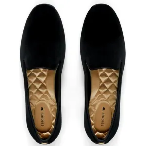 Birdies Starling Black Velvet Flats Slip On Shoes
