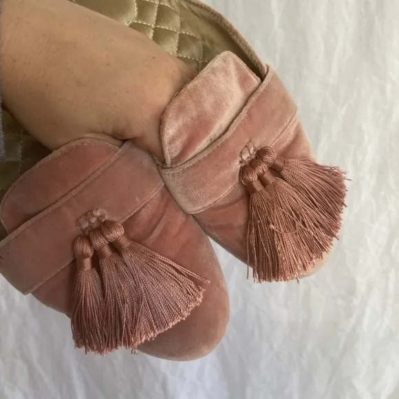 BIRDIES Velvet Triple Tassel Robin Slides Slippers Flats Shoes Size 7