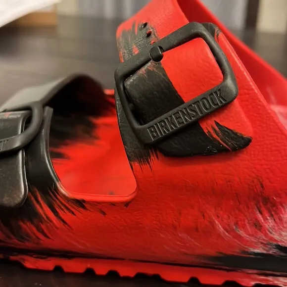 Birkenstock Arizona EV Sandals Shoes Red Black White Made Germany Mens Size 13
