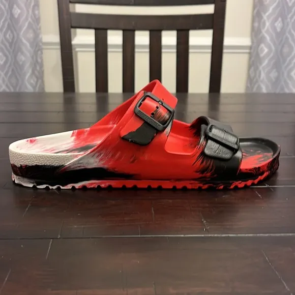 Birkenstock Arizona EV Sandals Shoes Red Black White Made Germany Mens Size 13