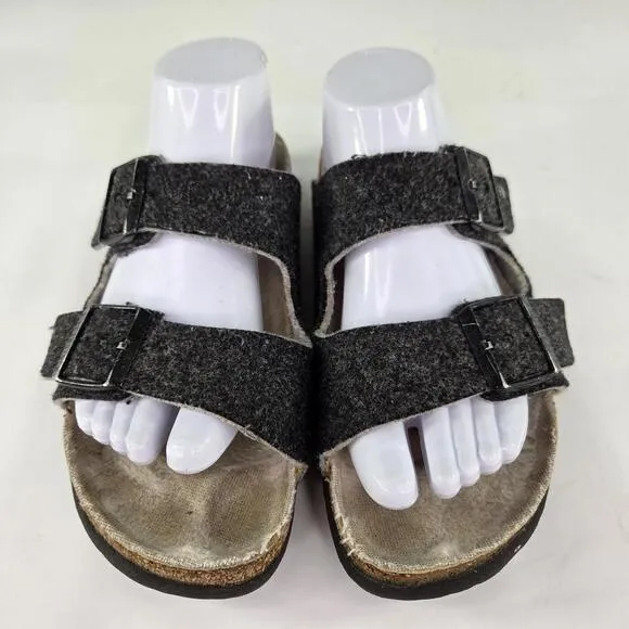 Birkenstock Arizona Rivet Wool Felt Sandals US 8 Doubleface Gray Slide Shoes