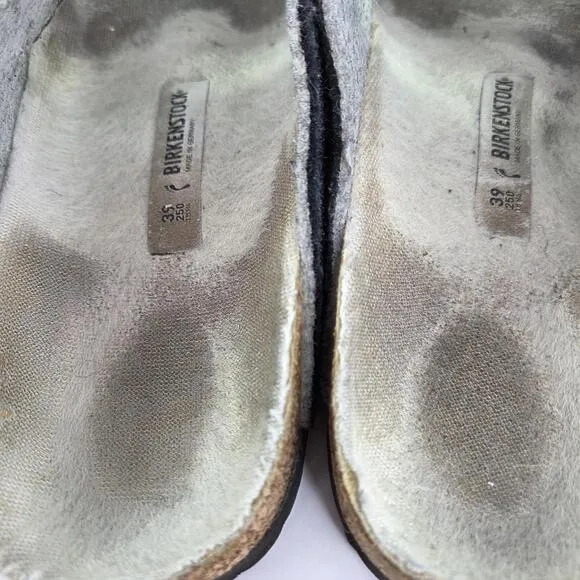 Birkenstock Arizona Rivet Wool Felt Sandals US 8 Doubleface Gray Slide Shoes
