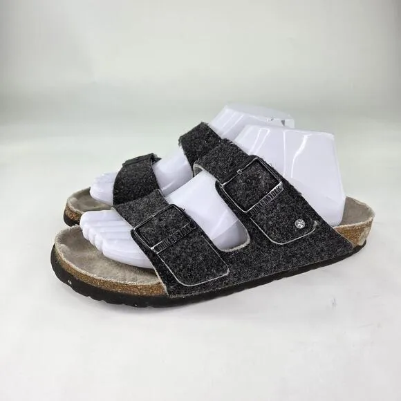 Birkenstock Arizona Rivet Wool Felt Sandals US 8 Doubleface Gray Slide Shoes
