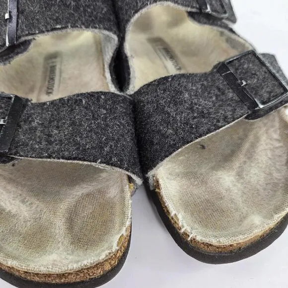 Birkenstock Arizona Rivet Wool Felt Sandals US 8 Doubleface Gray Slide Shoes