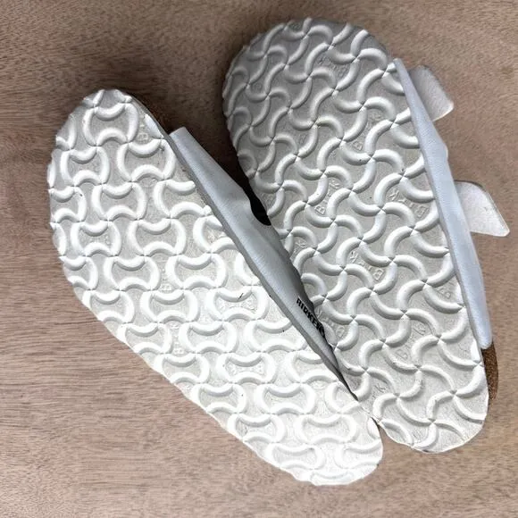 Birkenstock Arizona Sandals White Leather Double Strap Comfort Shoe 37 Women 6.5