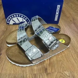 Birkenstock Arizona silver metallic sandals shoes women’s eur 40 new