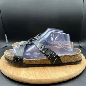 Birkenstock Birki's Sylt Women’s Size 11 Slip On Sandals Black Polka Dot Shoes