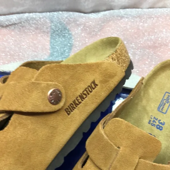 Birkenstock Boston Mink Mules with Suede Finish - Narrow