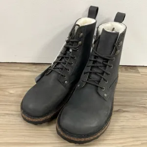 Birkenstock Bryson Shearling Gray Nubuck Leather Combat Boots Women US6-6.5/EU37