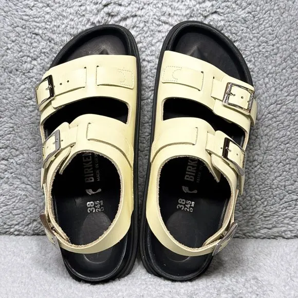 Birkenstock Cannes Womens Size 7 Sandals Shoes Butter Natural Leather Buckle