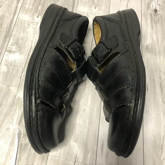 Birkenstock Fishing Sandals Size 8 Shoes Strappy Black Leather Buckle Closure