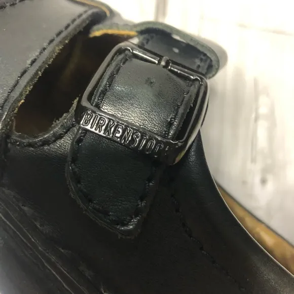 Birkenstock Fishing Sandals Size 8 Shoes Strappy Black Leather Buckle Closure
