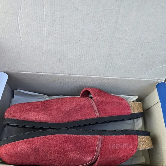 Birkenstock Red Suede Slip-On Shoes Ascot Clog Comfy Eu 40 Us 9-9.5