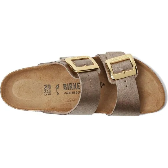 Birkenstock Shoes Sydney Luxe Buckle Taupe Slide Sandals