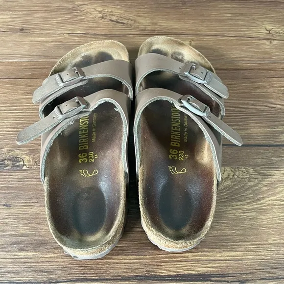 BIRKENSTOCK SYDNEY Bronze Leather Slides Sandals Women’s Size 5 (36) Shoes