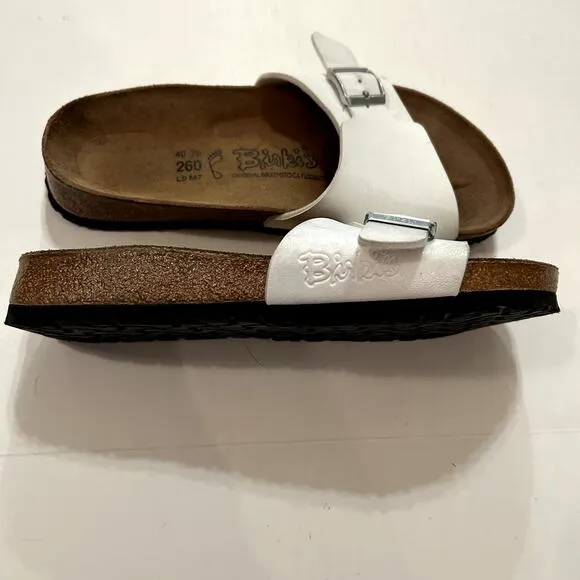 Birki's Birkenstock Shoes Sandals Slides Slip On Flip Flop White Single Strap‎ 9