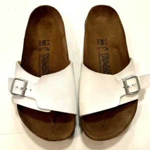 Birki's Birkenstock Shoes Sandals Slides Slip On Flip Flop White Single Strap‎ 9