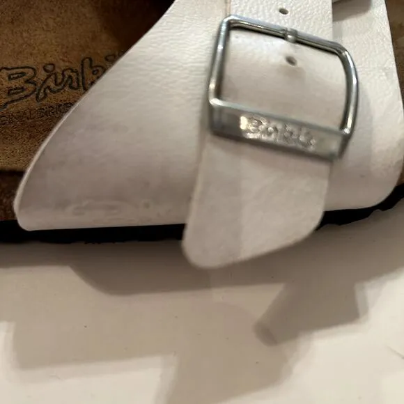 Birki's Birkenstock Shoes Sandals Slides Slip On Flip Flop White Single Strap‎ 9