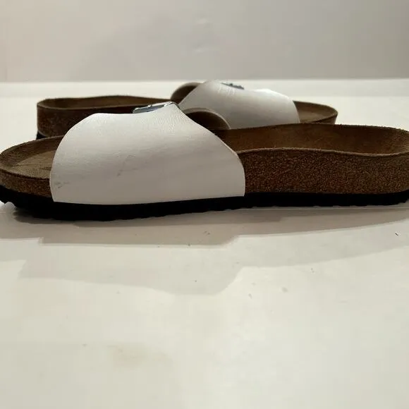 Birki's Birkenstock Shoes Sandals Slides Slip On Flip Flop White Single Strap‎ 9