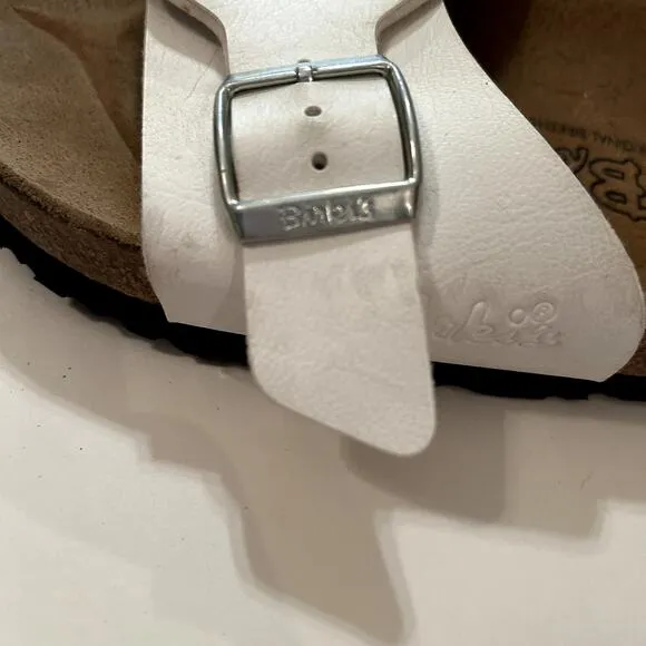 Birki's Birkenstock Shoes Sandals Slides Slip On Flip Flop White Single Strap‎ 9