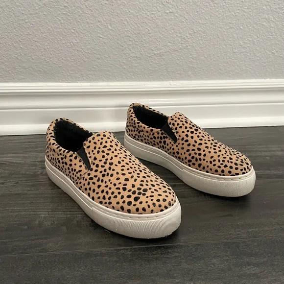 Black and brown leopard platform sneakers