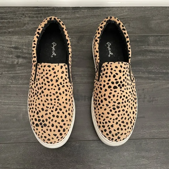 Black and brown leopard platform sneakers